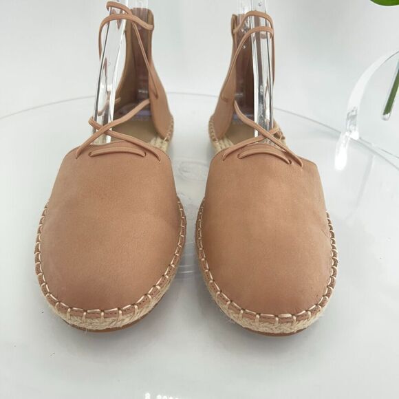 Eileen Fisher Women's Espadrille Shoe Size 10 Elastic Lace Ankle Strap Flat Tan - Picture 4 of 14